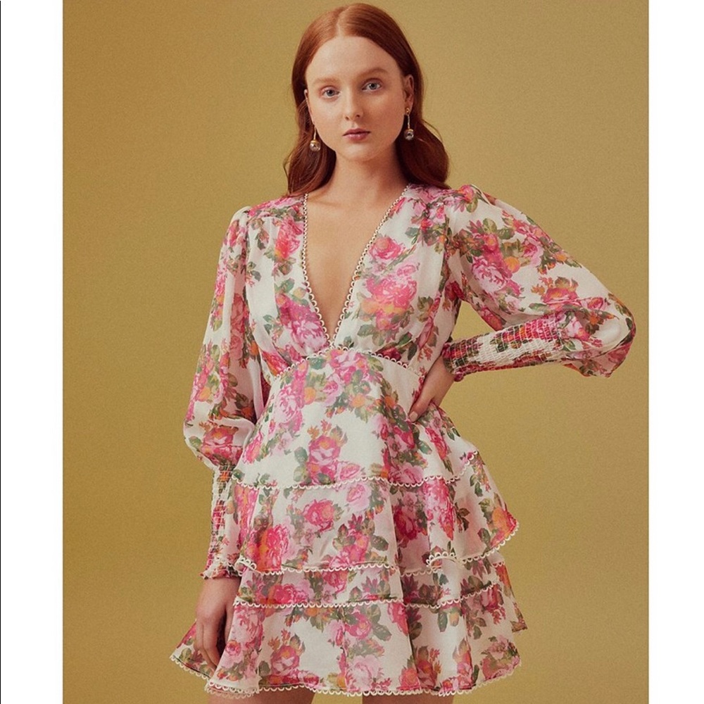 Keepsake Ivory Rose Floral Mini Dress